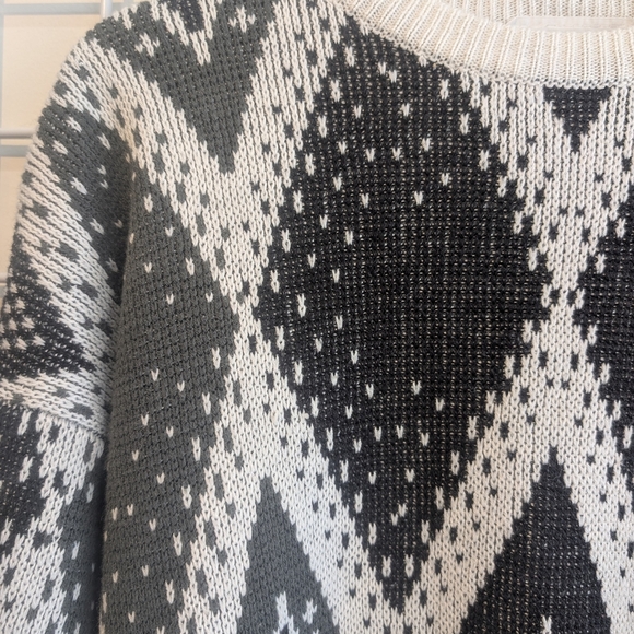 90s Vintage Olive, White And Black Knit -  Ramie Blend, Size L/XL - Picture 4 of 7